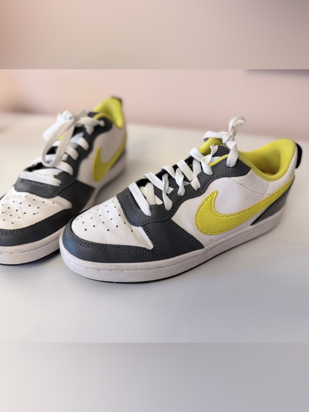 Nike Kids White, Dark Gray & Yellow Low-Top Sneakers
